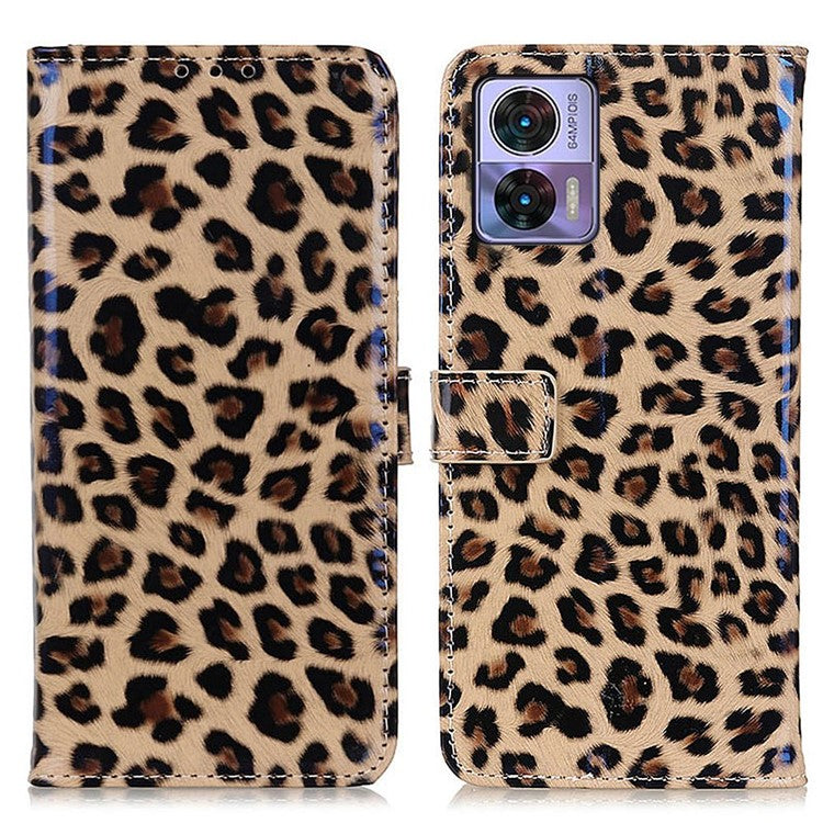 For Motorola Edge 30 Neo 5G Leopard Pattern Flip Folio Book Stand PU Leather Wallet Phone Case