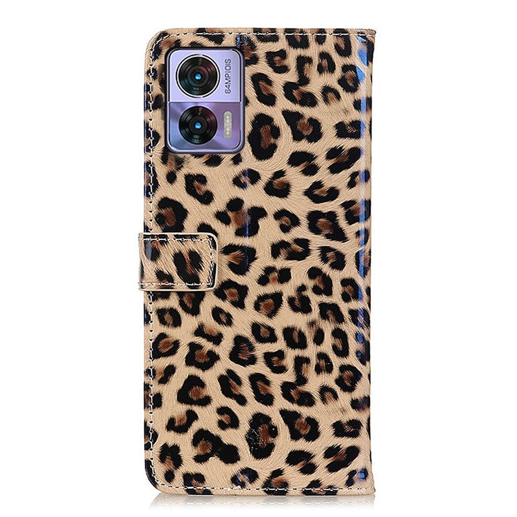 For Motorola Edge 30 Neo 5G Leopard Pattern Flip Folio Book Stand PU Leather Wallet Phone Case