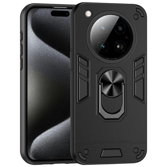For Infinix Zero 40 4G Case PC+TPU Drop Defend Phone Cover with Ring Kickstand - Black