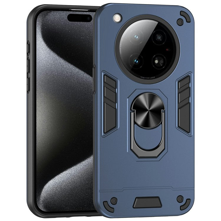 For Infinix Zero 40 4G Case PC+TPU Drop Defend Phone Cover with Ring Kickstand - Blue