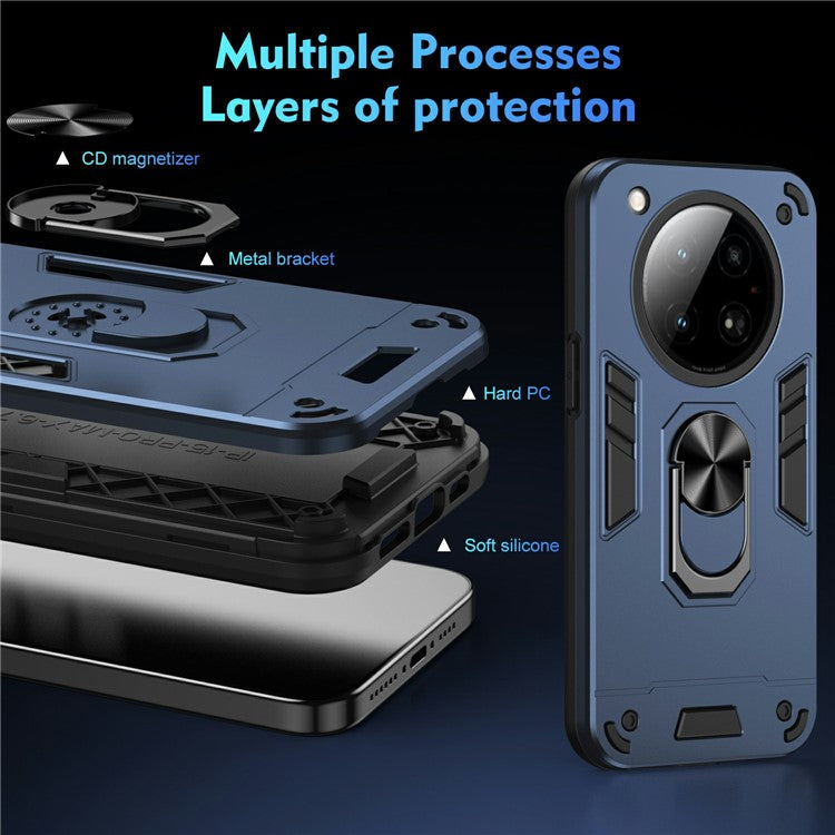For Infinix Zero 40 4G Case PC+TPU Drop Defend Phone Cover with Ring Kickstand - Blue