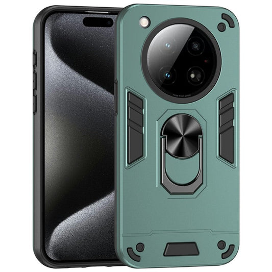 For Infinix Zero 40 4G Case PC+TPU Drop Defend Phone Cover with Ring Kickstand - Green