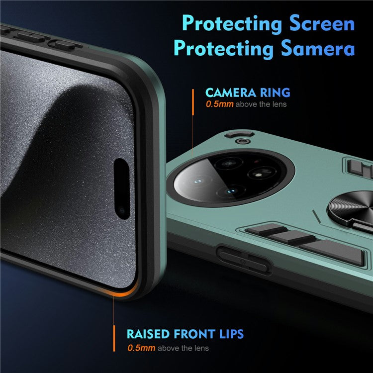 For Infinix Zero 40 4G Case PC+TPU Drop Defend Phone Cover with Ring Kickstand - Green