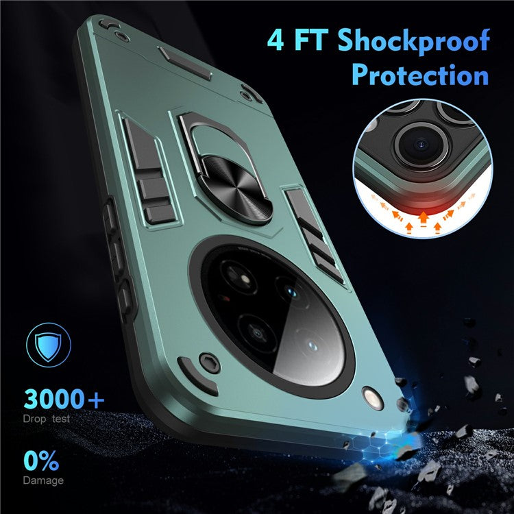 For Infinix Zero 40 4G Case PC+TPU Drop Defend Phone Cover with Ring Kickstand - Green