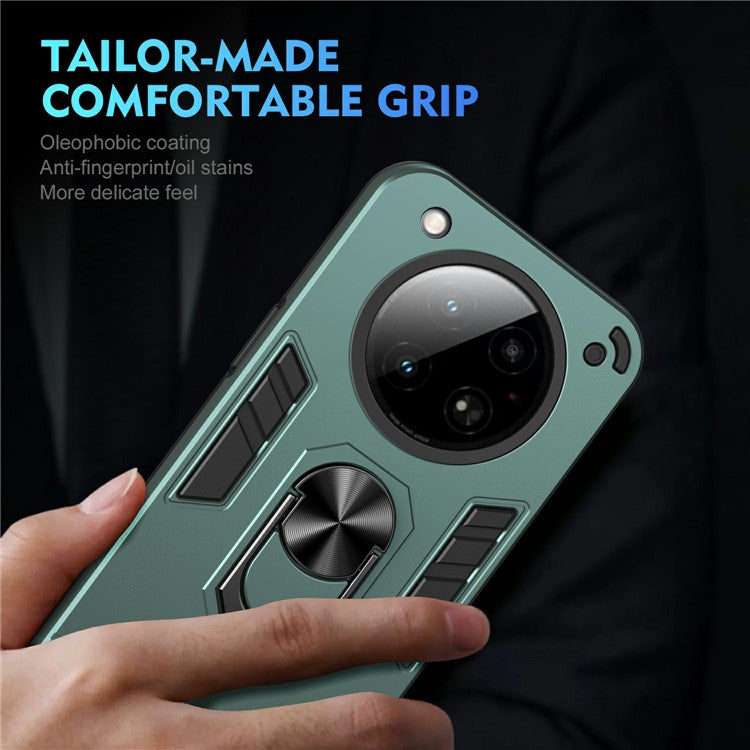 For Infinix Zero 40 4G Case PC+TPU Drop Defend Phone Cover with Ring Kickstand - Green