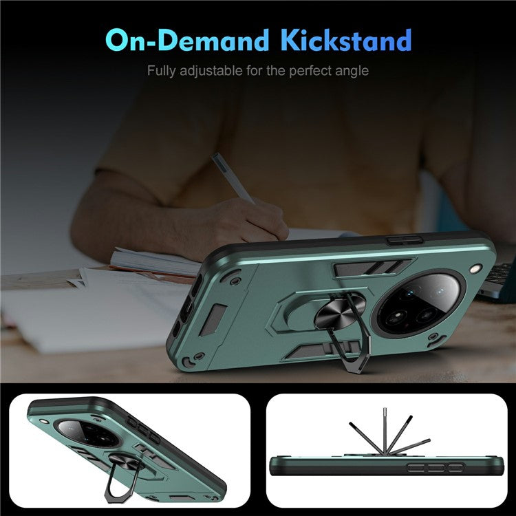 For Infinix Zero 40 4G Case PC+TPU Drop Defend Phone Cover with Ring Kickstand - Green