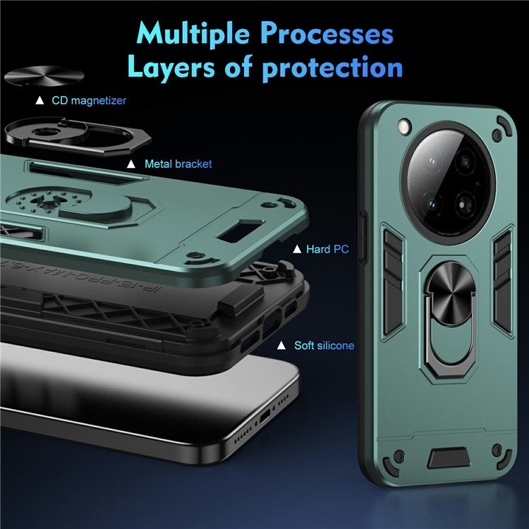 For Infinix Zero 40 4G Case PC+TPU Drop Defend Phone Cover with Ring Kickstand - Green