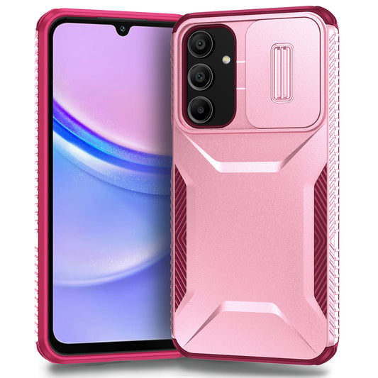 For Samsung Galaxy A16 5G / A16 4G Case Camshield TPU+PC Phone Cover Non-Slip Side Edge - Pink+Wine Red