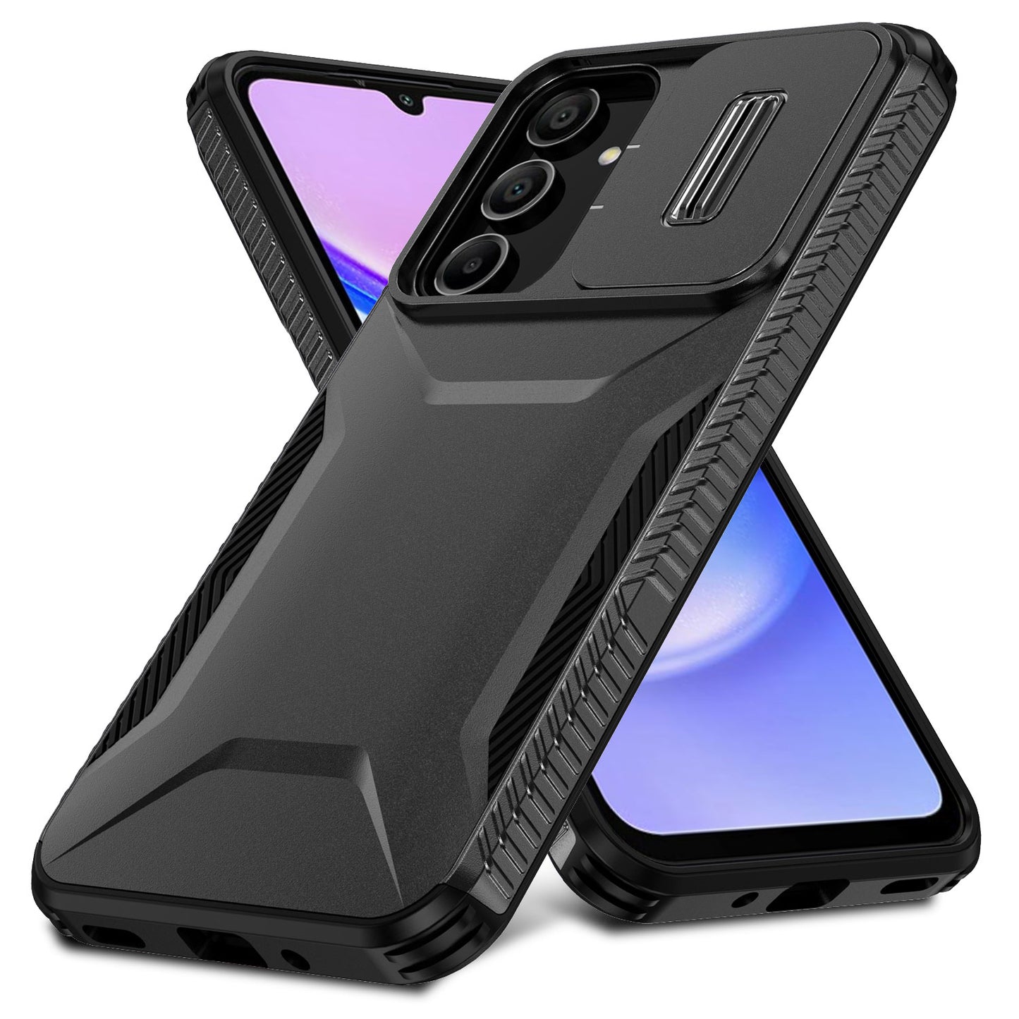 For Samsung Galaxy A16 5G / A16 4G Case Camshield TPU+PC Phone Cover Non-Slip Side Edge - Black