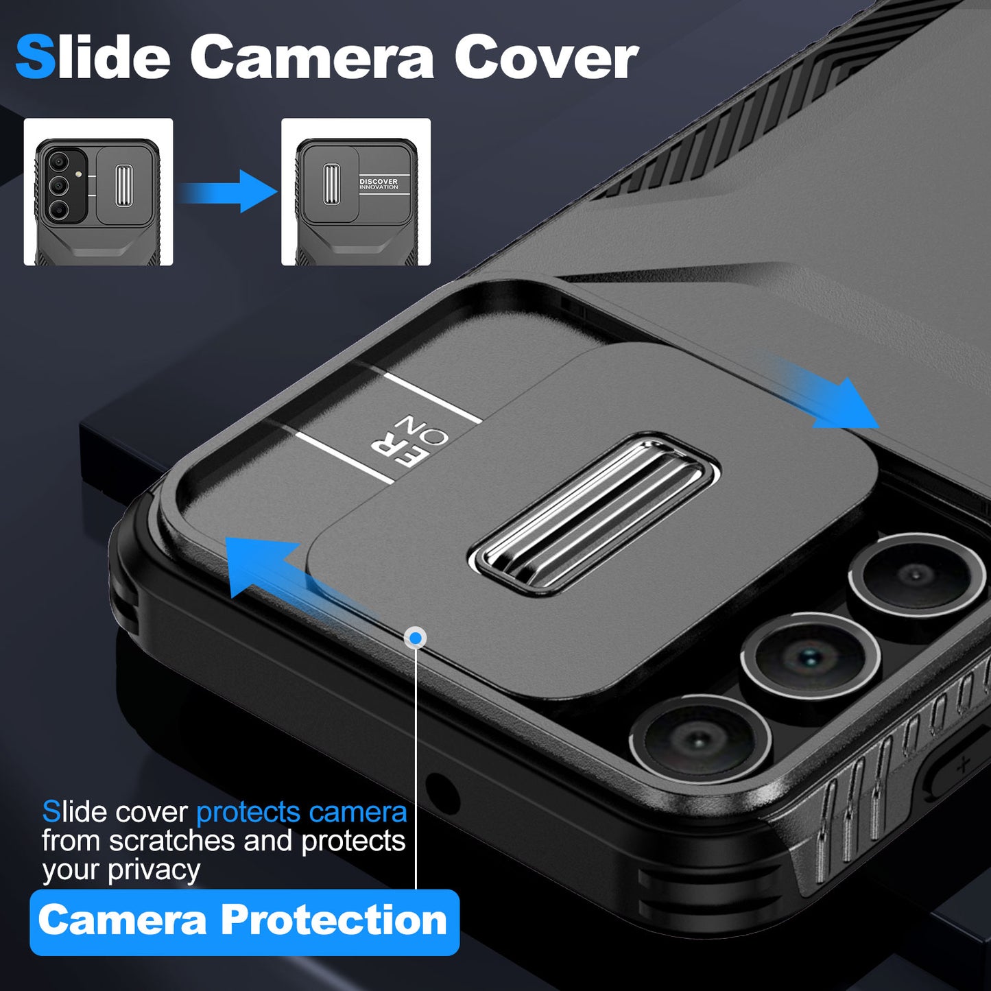 For Samsung Galaxy A16 5G / A16 4G Case Camshield TPU+PC Phone Cover Non-Slip Side Edge - Black