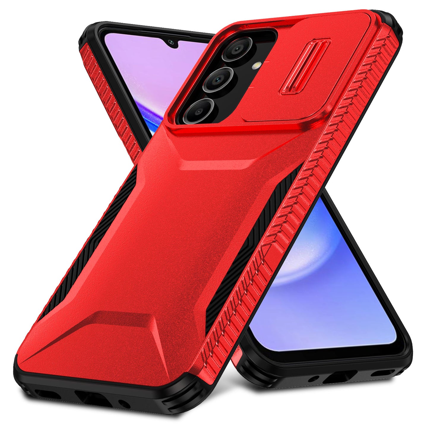 For Samsung Galaxy A16 5G / A16 4G Case Camshield TPU+PC Phone Cover Non-Slip Side Edge - Red