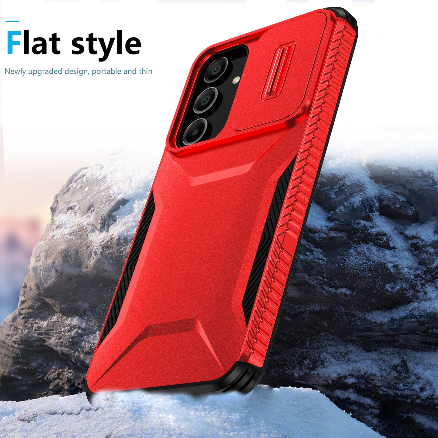 For Samsung Galaxy A16 5G / A16 4G Case Camshield TPU+PC Phone Cover Non-Slip Side Edge - Red