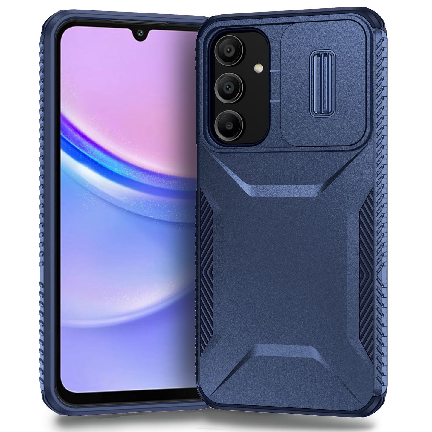 For Samsung Galaxy A16 5G / A16 4G Case Camshield TPU+PC Phone Cover Non-Slip Side Edge - Blue