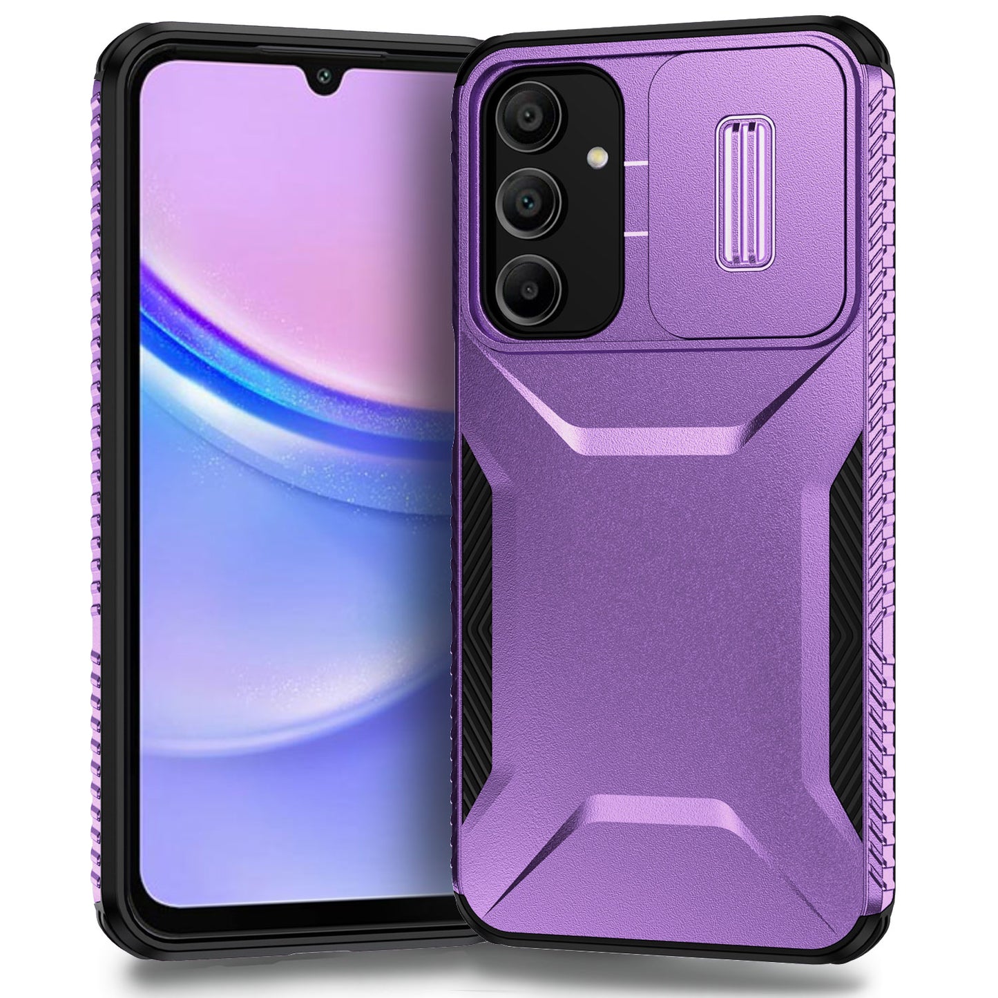 For Samsung Galaxy A16 5G / A16 4G Case Camshield TPU+PC Phone Cover Non-Slip Side Edge - Purple