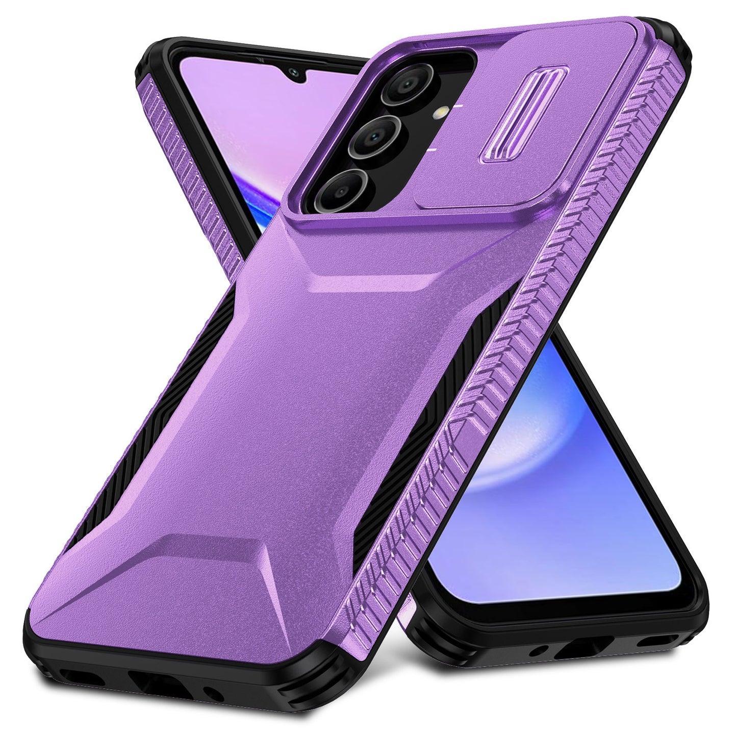 For Samsung Galaxy A16 5G / A16 4G Case Camshield TPU+PC Phone Cover Non-Slip Side Edge - Purple