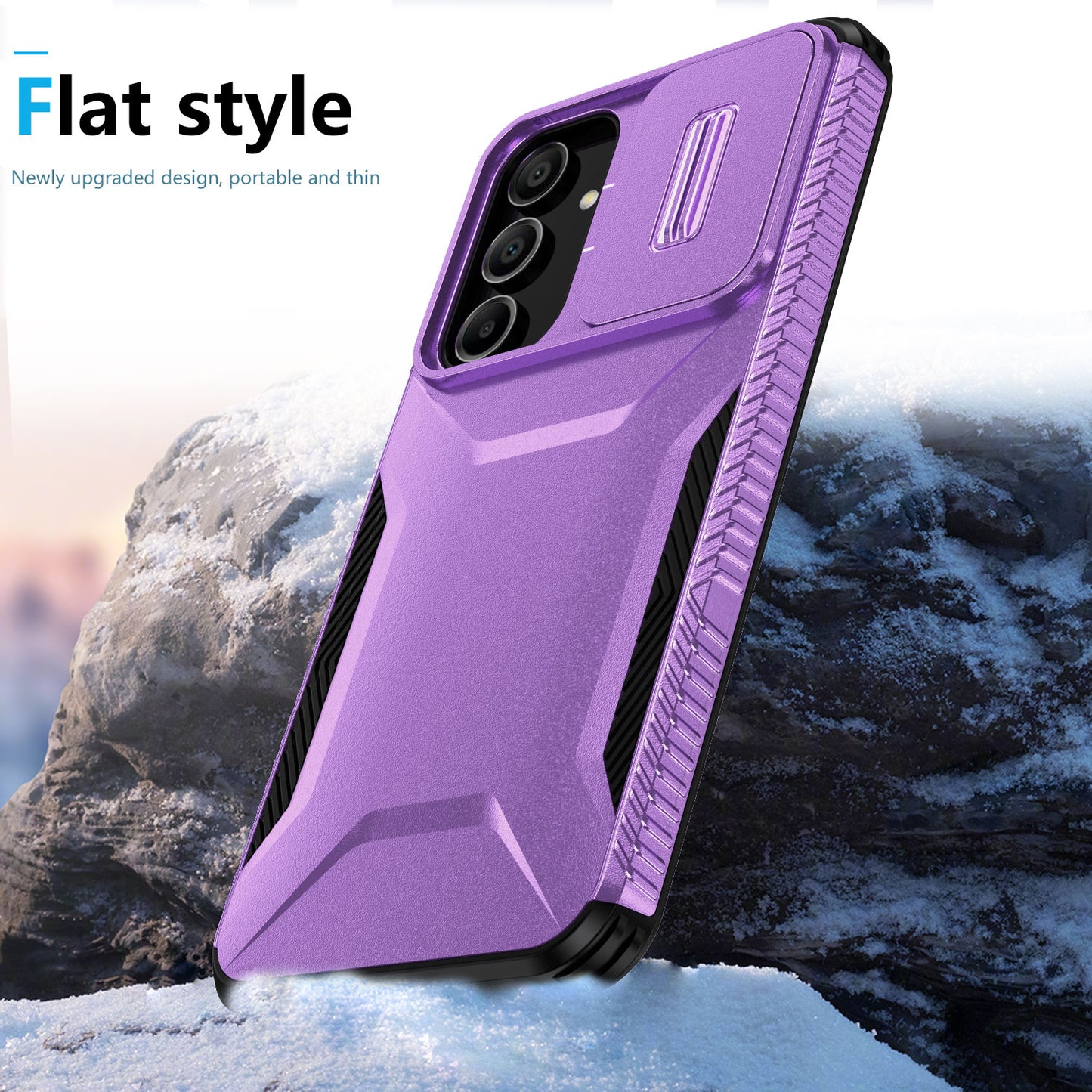 For Samsung Galaxy A16 5G / A16 4G Case Camshield TPU+PC Phone Cover Non-Slip Side Edge - Purple