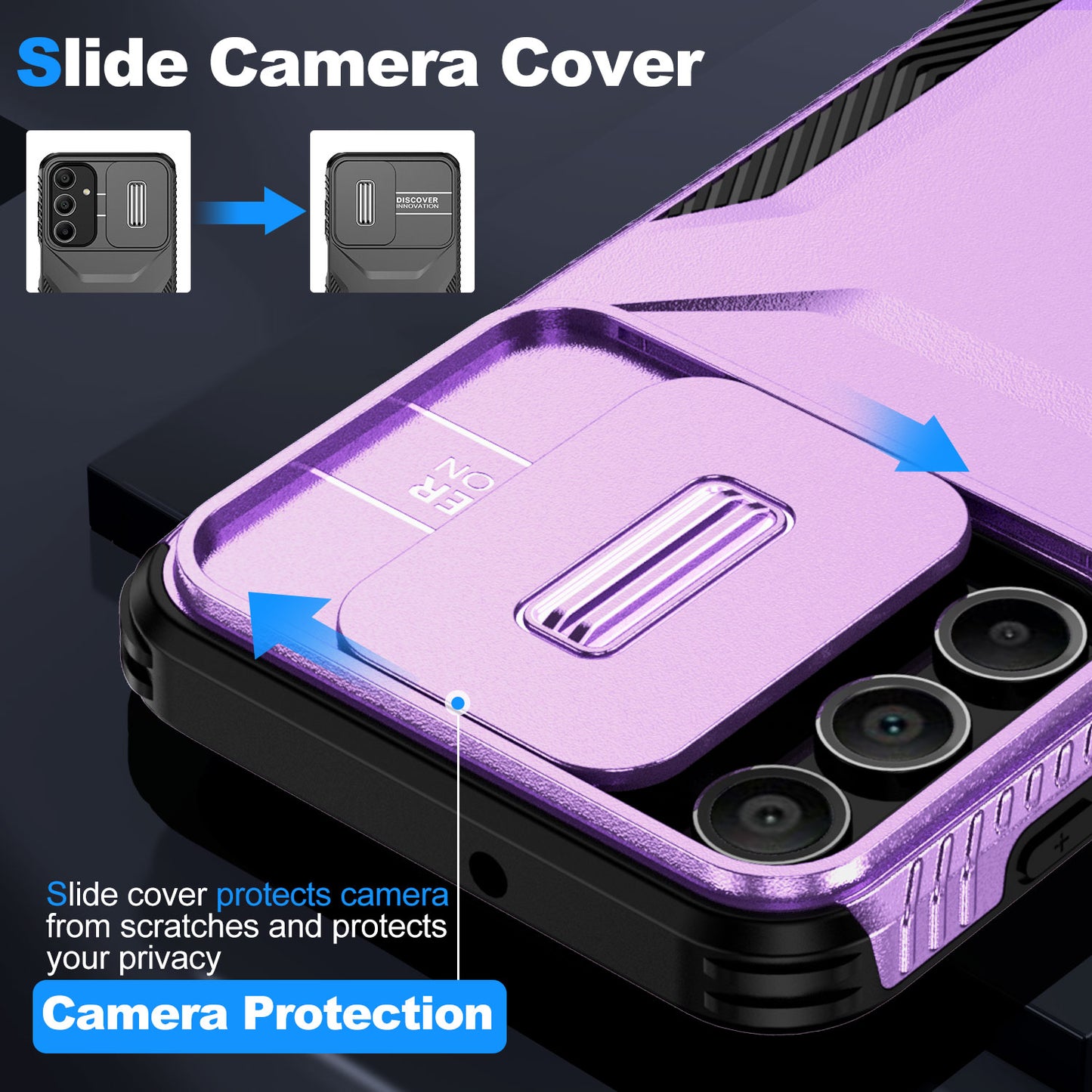 For Samsung Galaxy A16 5G / A16 4G Case Camshield TPU+PC Phone Cover Non-Slip Side Edge - Purple