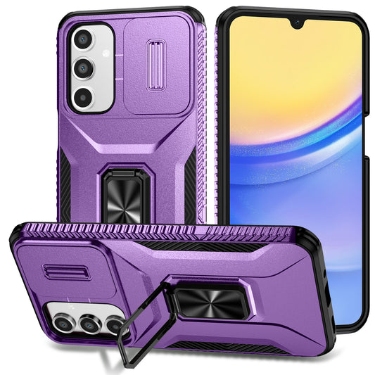 For Samsung Galaxy A16 5G / A16 4G Case Camshield Kickstand TPU+PC Anti-Slip Phone Cover - Purple