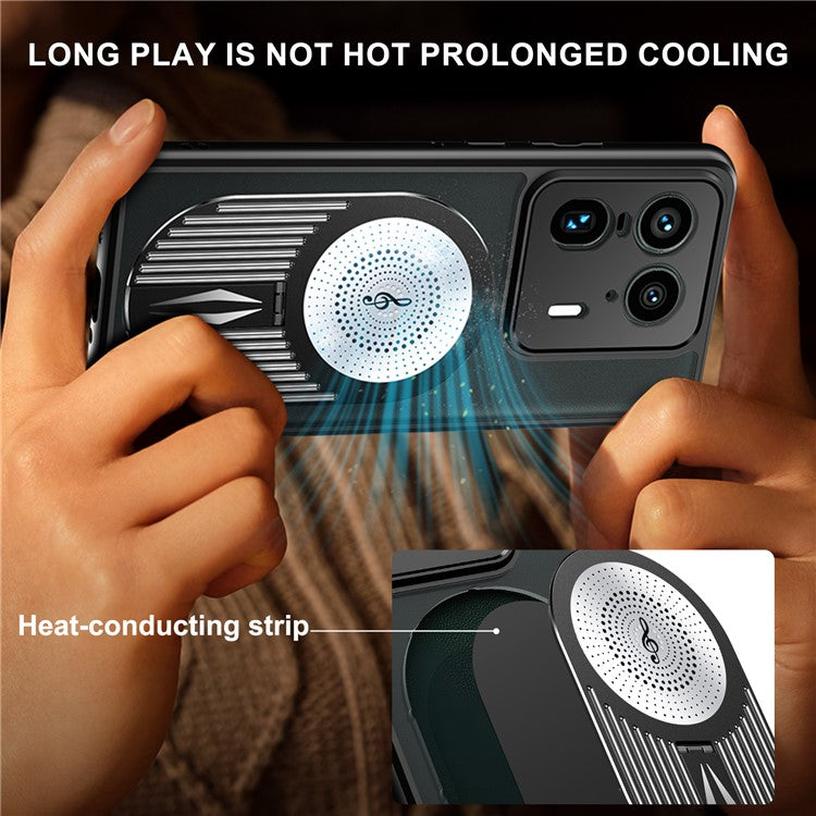 For Motorola Moto X50 Ultra 5G / Edge 50 Ultra 5G Magnetic Case Heat Dissipation Aromatherapy Kickstand Silicone+PC Phone Cover - Black