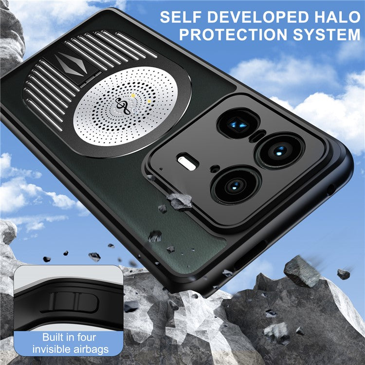 For Motorola Moto X50 Ultra 5G / Edge 50 Ultra 5G Magnetic Case Heat Dissipation Aromatherapy Kickstand Silicone+PC Phone Cover - Black