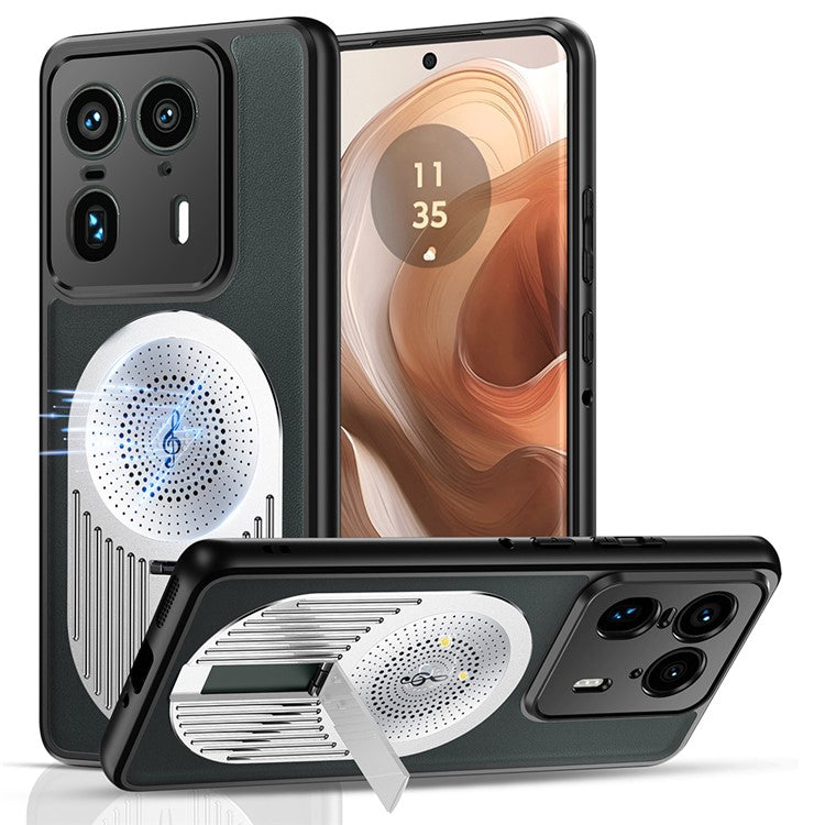 For Motorola Moto X50 Ultra 5G / Edge 50 Ultra 5G Magnetic Case Heat Dissipation Aromatherapy Kickstand Silicone+PC Phone Cover - Silver