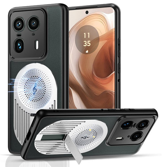 For Motorola Moto X50 Ultra 5G / Edge 50 Ultra 5G Magnetic Case Heat Dissipation Aromatherapy Kickstand Silicone+PC Phone Cover - Silver