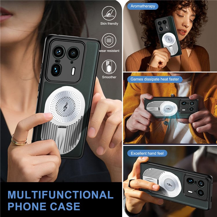 For Motorola Moto X50 Ultra 5G / Edge 50 Ultra 5G Magnetic Case Heat Dissipation Aromatherapy Kickstand Silicone+PC Phone Cover - Silver