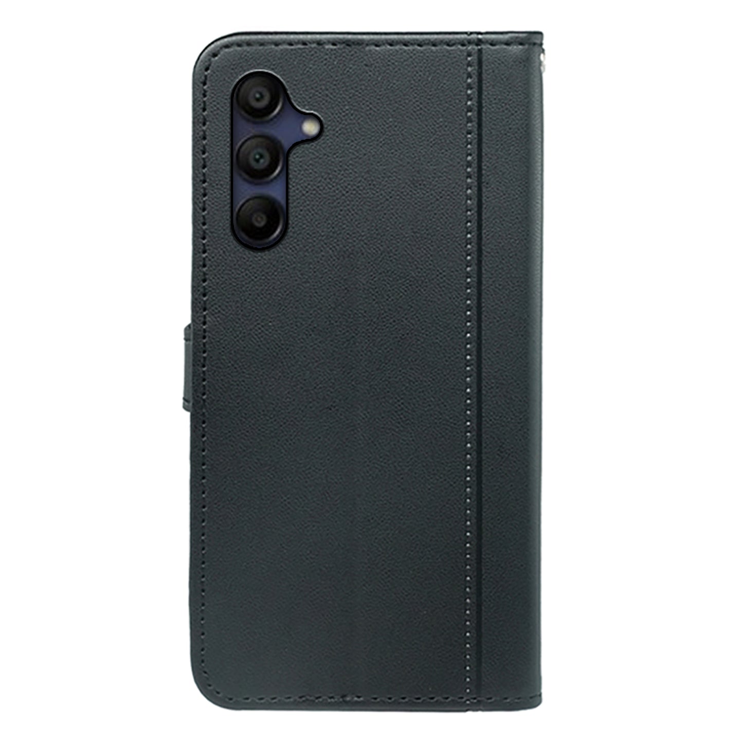 For Samsung Galaxy A16 5G / A16 4G Wallet Case Magnetic Snap Leather Phone Cover with Strap - Black