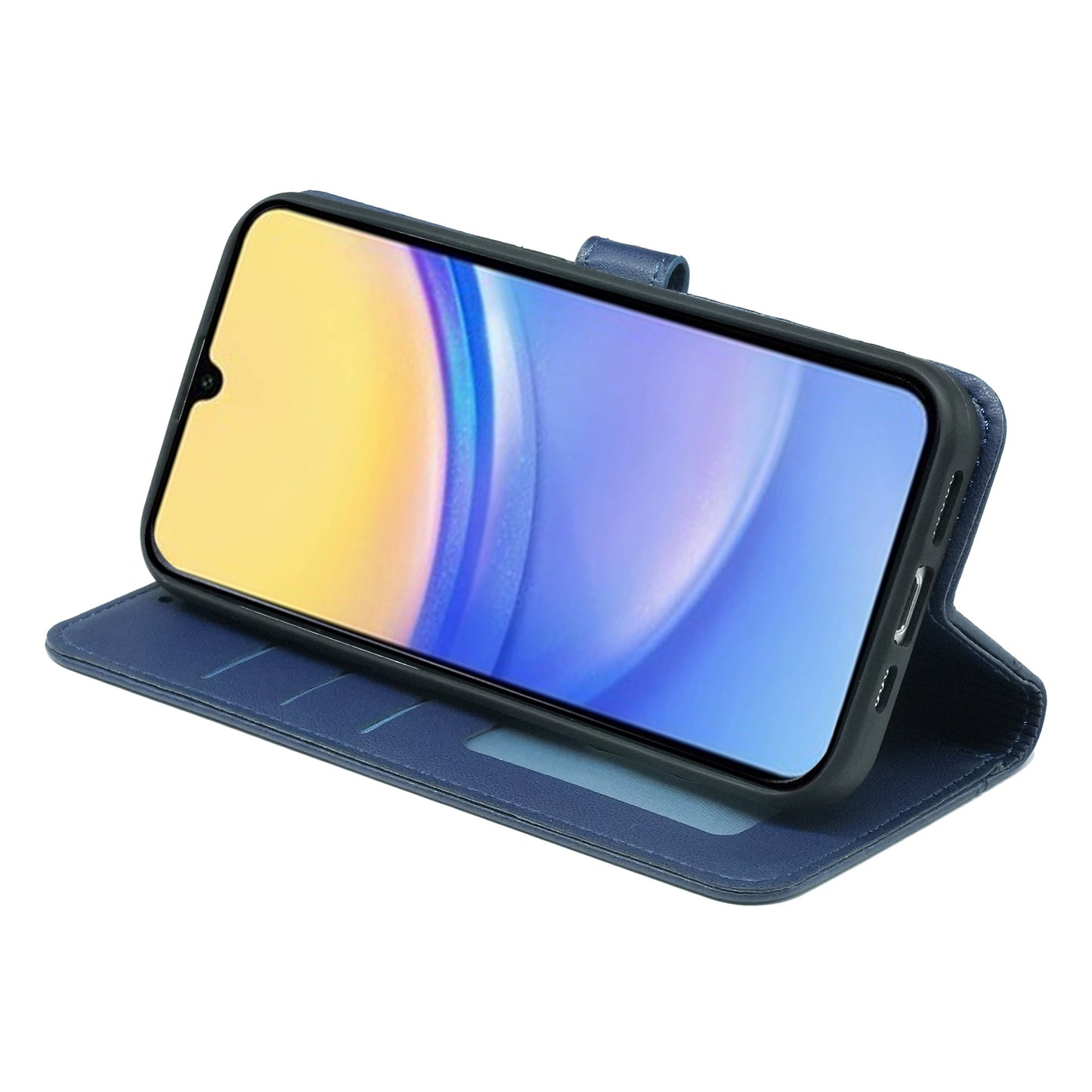 For Samsung Galaxy A16 5G / A16 4G Wallet Case Magnetic Snap Leather Phone Cover with Strap - Blue