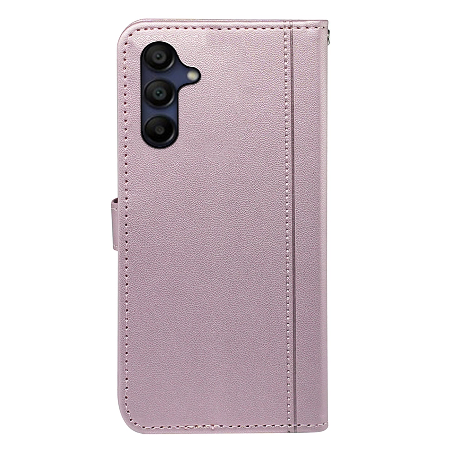 For Samsung Galaxy A16 5G / A16 4G Wallet Case Magnetic Snap Leather Phone Cover with Strap - Rose Gold