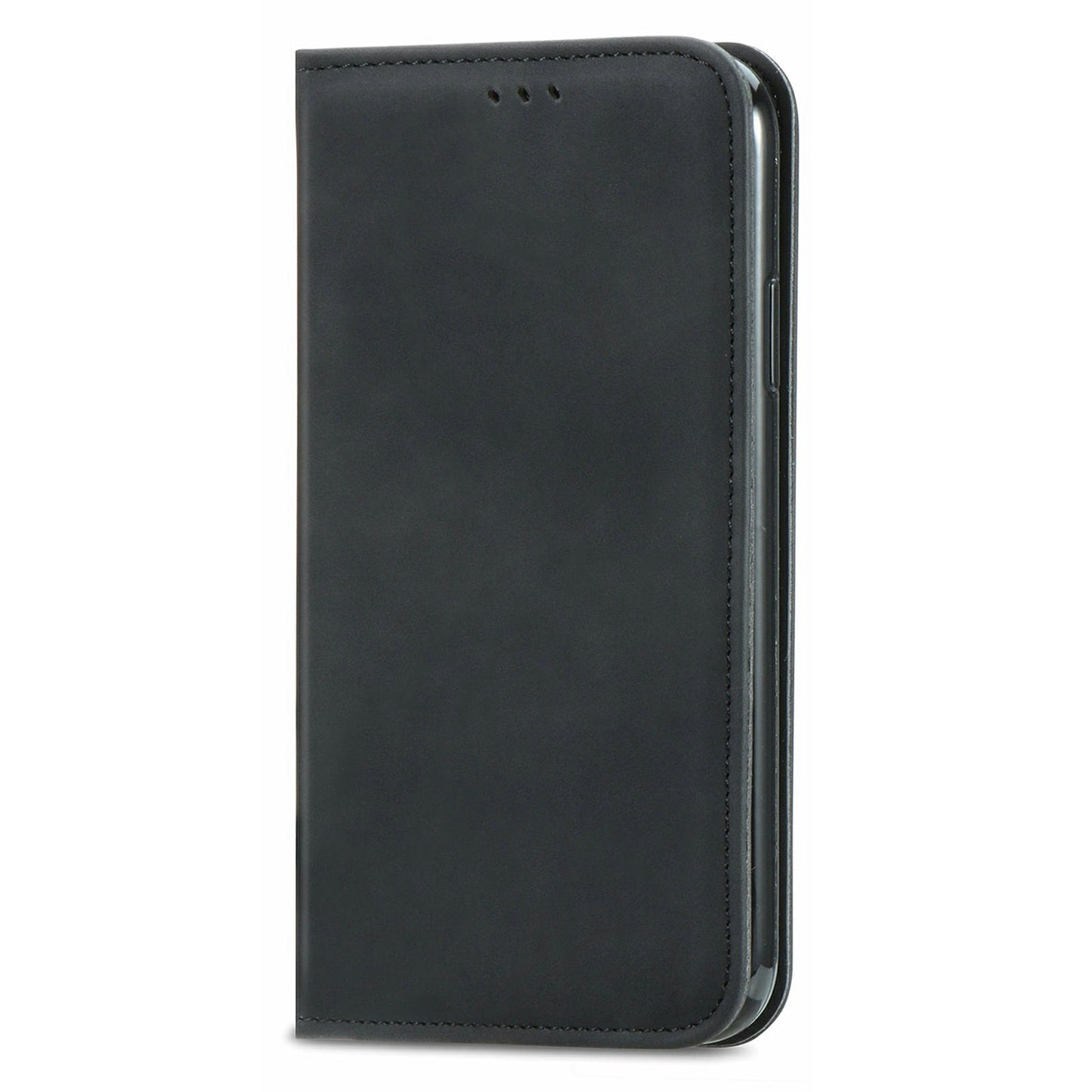 For Samsung Galaxy A16 5G / A16 4G Case Skin Touch Feeling Leather Card Holder Phone Cover Magnetic Absorption - Black