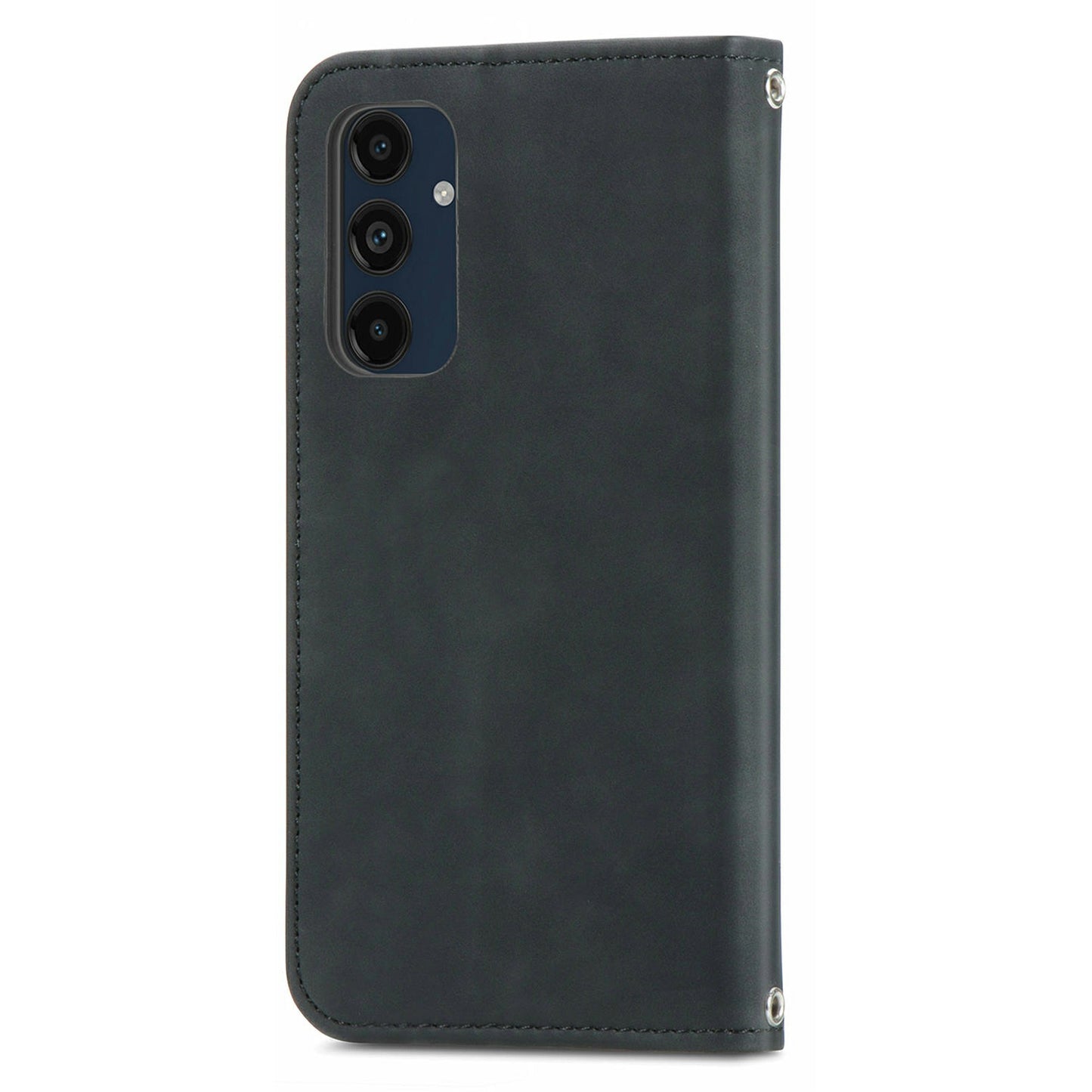 For Samsung Galaxy A16 5G / A16 4G Case Skin Touch Feeling Leather Card Holder Phone Cover Magnetic Absorption - Black
