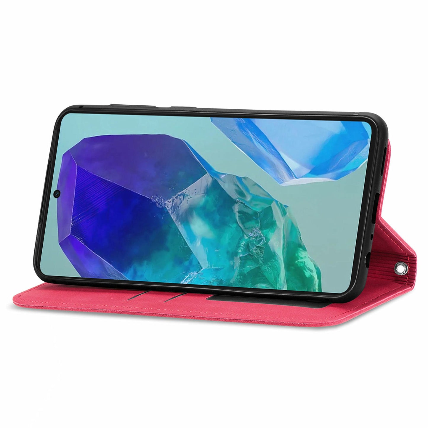 For Samsung Galaxy A16 5G / A16 4G Case Skin Touch Feeling Leather Card Holder Phone Cover Magnetic Absorption - Red