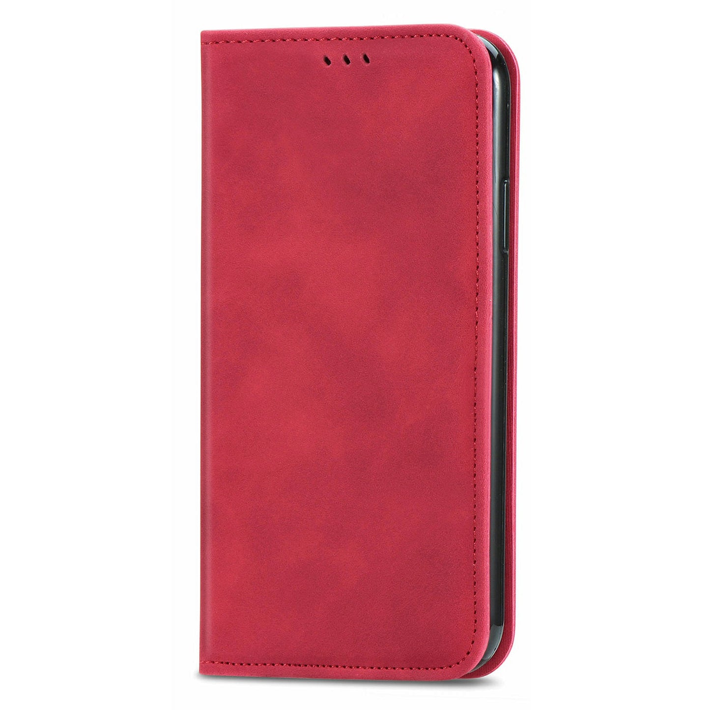 For Samsung Galaxy A16 5G / A16 4G Case Skin Touch Feeling Leather Card Holder Phone Cover Magnetic Absorption - Red