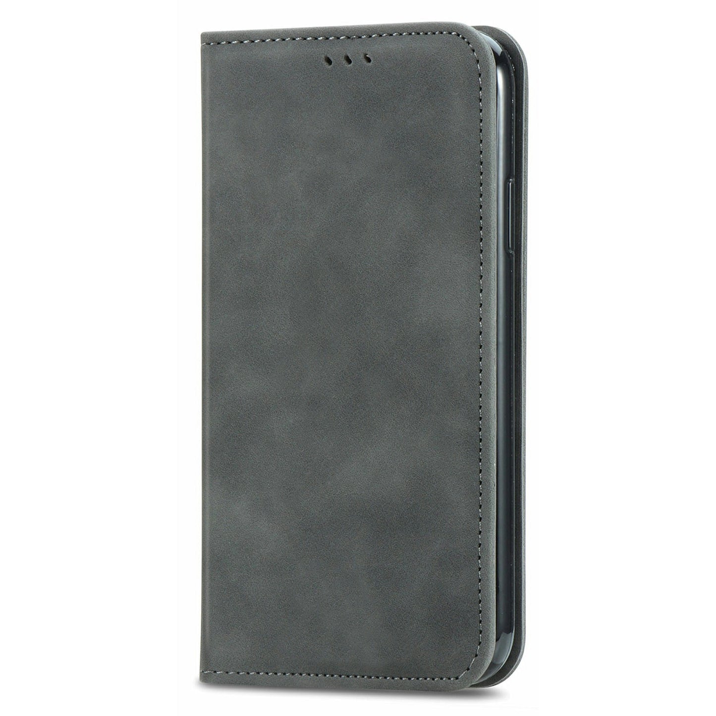 For Samsung Galaxy A16 5G / A16 4G Case Skin Touch Feeling Leather Card Holder Phone Cover Magnetic Absorption - Grey