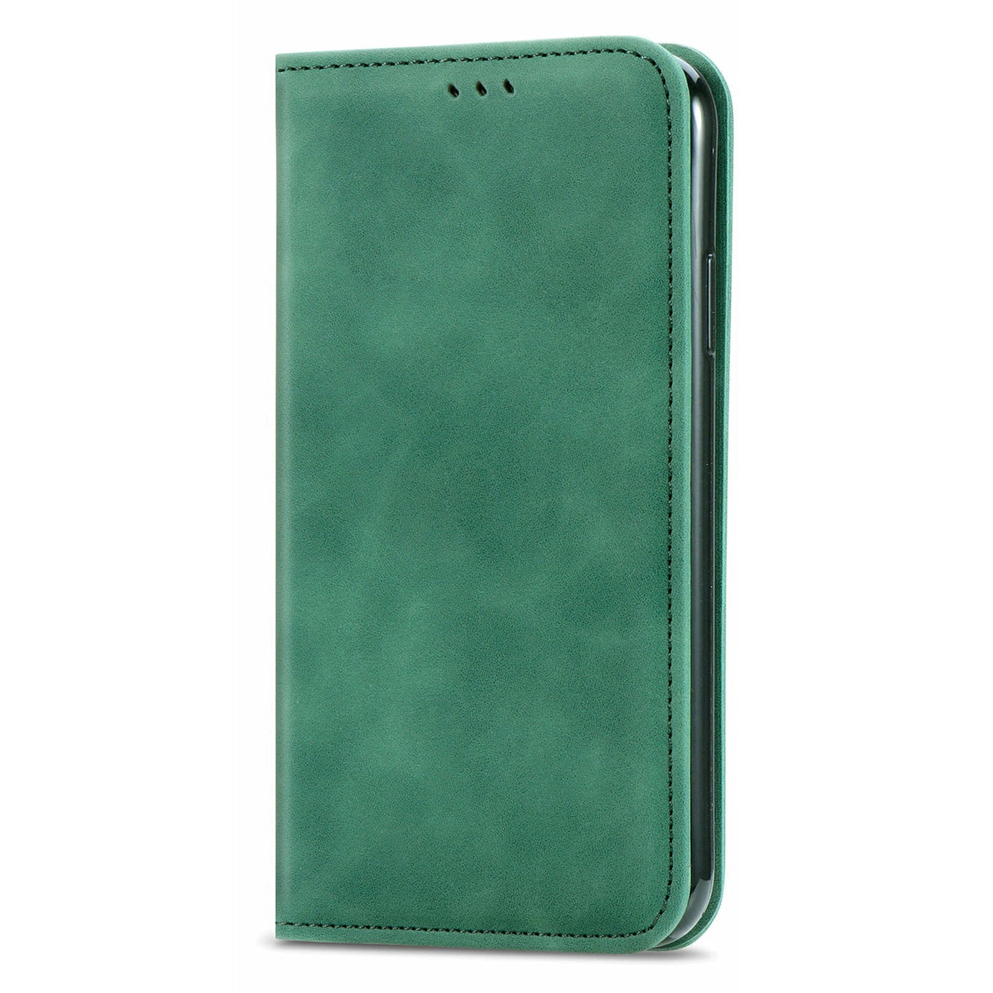 For Samsung Galaxy A16 5G / A16 4G Case Skin Touch Feeling Leather Card Holder Phone Cover Magnetic Absorption - Green