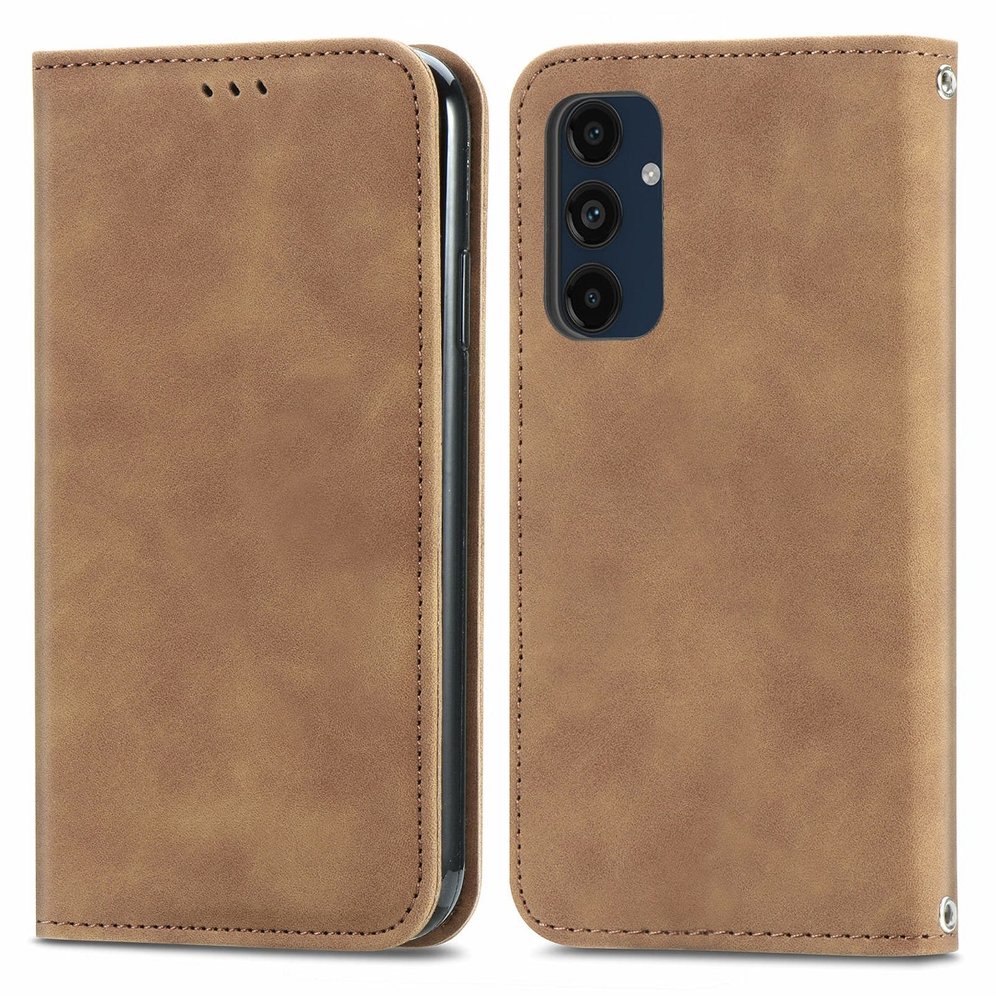For Samsung Galaxy A16 5G / A16 4G Case Skin Touch Feeling Leather Card Holder Phone Cover Magnetic Absorption - Brown