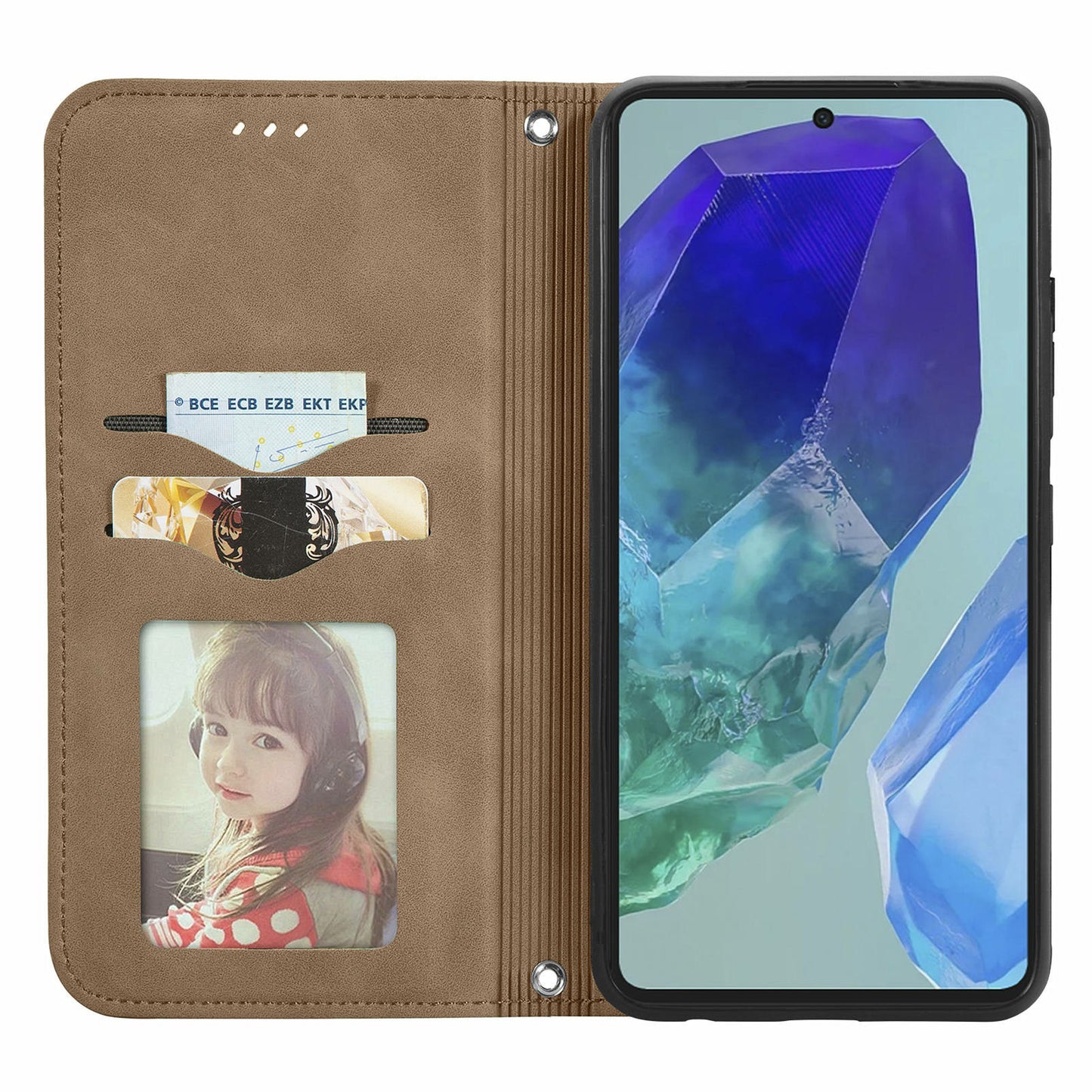 For Samsung Galaxy A16 5G / A16 4G Case Skin Touch Feeling Leather Card Holder Phone Cover Magnetic Absorption - Brown
