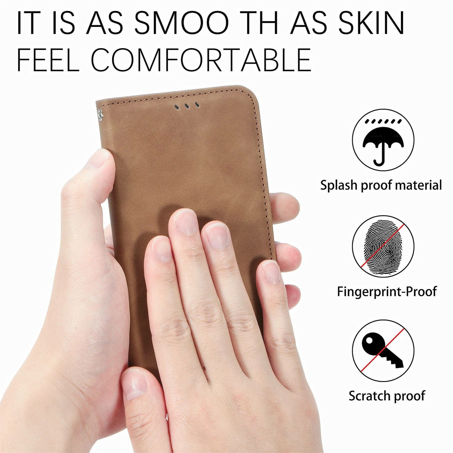 For Samsung Galaxy A16 5G / A16 4G Case Skin Touch Feeling Leather Card Holder Phone Cover Magnetic Absorption - Brown