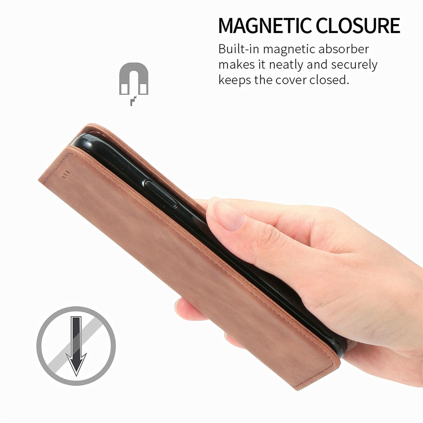 For Samsung Galaxy A16 5G / A16 4G Case Skin Touch Feeling Leather Card Holder Phone Cover Magnetic Absorption - Brown