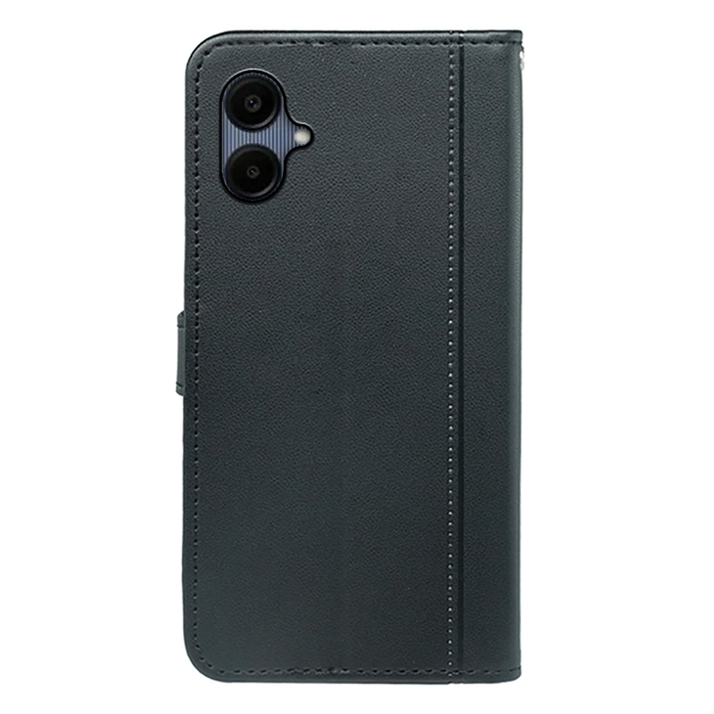 For Samsung Galaxy A06 Wallet Case Magnetic Snap Leather Phone Cover with Strap - Black