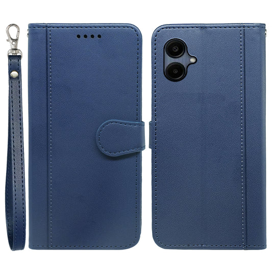 For Samsung Galaxy A06 Wallet Case Magnetic Snap Leather Phone Cover with Strap - Blue
