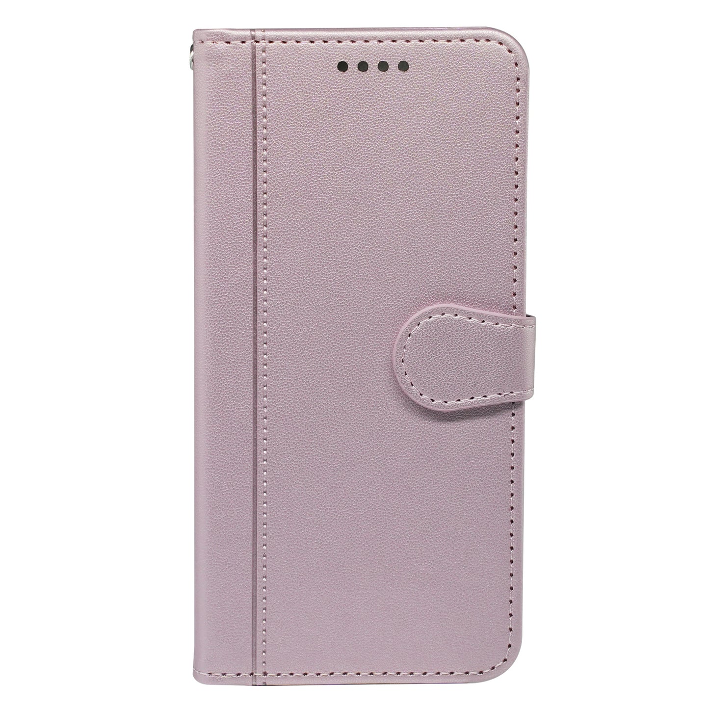 For Samsung Galaxy A06 Wallet Case Magnetic Snap Leather Phone Cover with Strap - Rose Gold