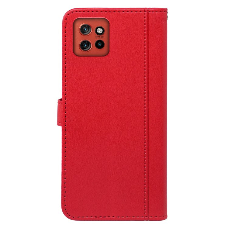 For Motorola Edge 50 Neo 5G / Moto S50 5G / Thinkphone 25 5G Wallet Case Magnetic Snap Leather Phone Cover with Strap - Red