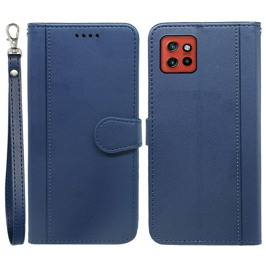 For Motorola Edge 50 Neo 5G / Moto S50 5G / Thinkphone 25 5G Wallet Case Magnetic Snap Leather Phone Cover with Strap - Blue
