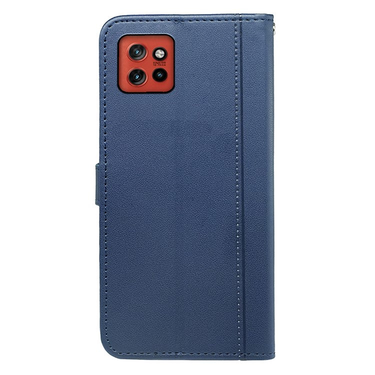 For Motorola Edge 50 Neo 5G / Moto S50 5G / Thinkphone 25 5G Wallet Case Magnetic Snap Leather Phone Cover with Strap - Blue