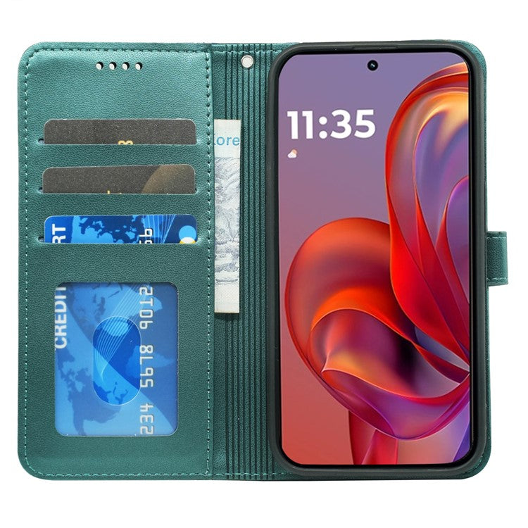 For Motorola Edge 50 Neo 5G / Moto S50 5G / Thinkphone 25 5G Wallet Case Magnetic Snap Leather Phone Cover with Strap - Green