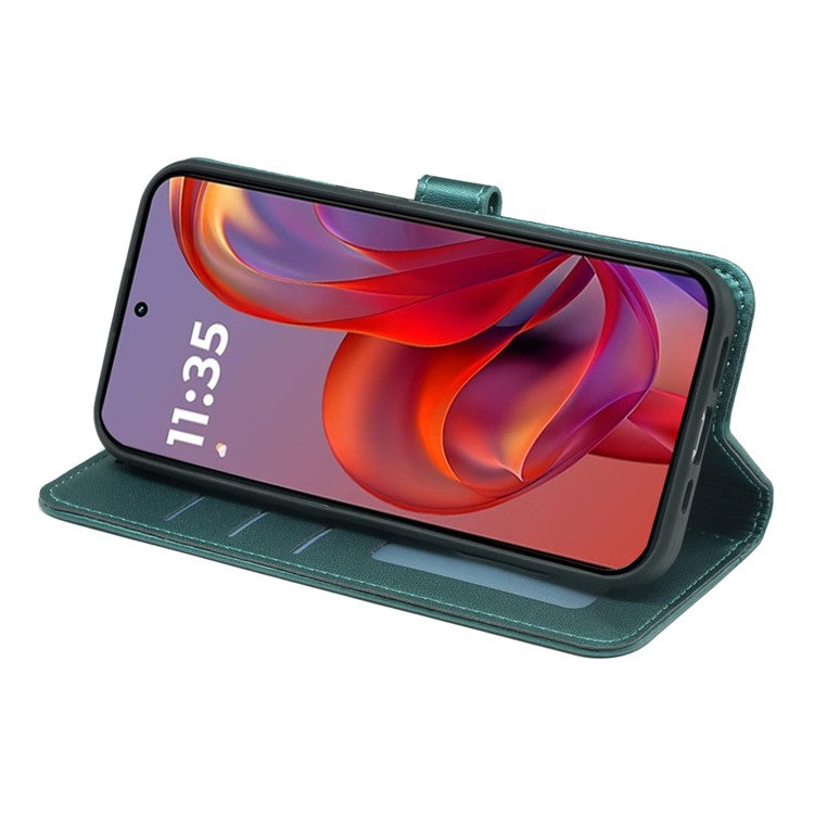 For Motorola Edge 50 Neo 5G / Moto S50 5G / Thinkphone 25 5G Wallet Case Magnetic Snap Leather Phone Cover with Strap - Green