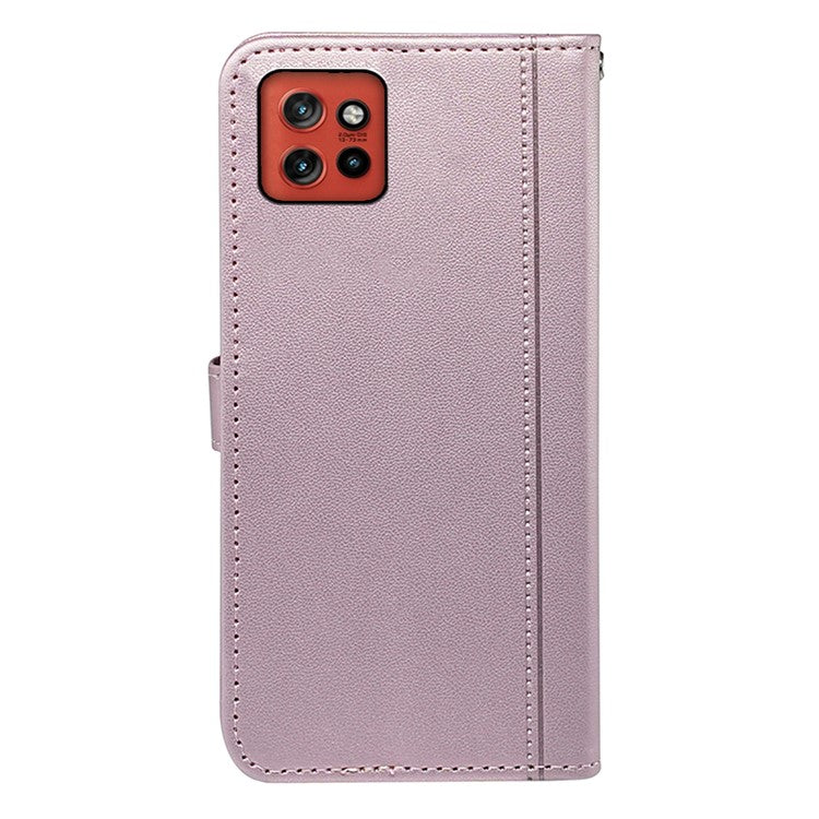 For Motorola Edge 50 Neo 5G / Moto S50 5G / Thinkphone 25 5G Wallet Case Magnetic Snap Leather Phone Cover with Strap - Rose Gold