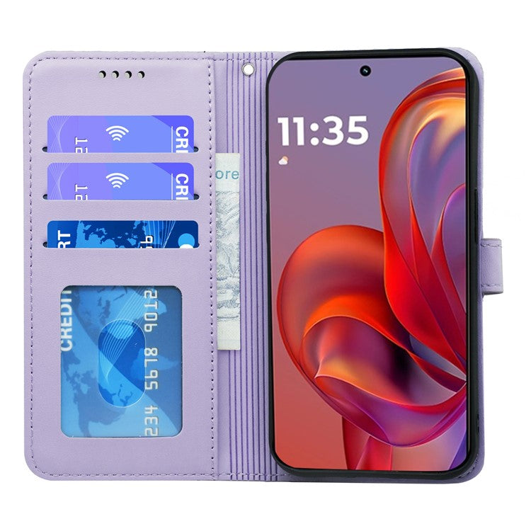 For Motorola Edge 50 Neo 5G / Moto S50 5G / Thinkphone 25 5G Wallet Case Magnetic Snap Leather Phone Cover with Strap - Purple